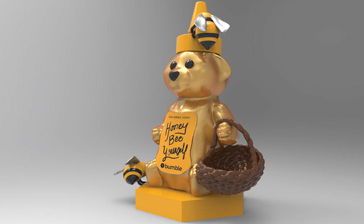 Picture of the 3d modeled bear sculpture.