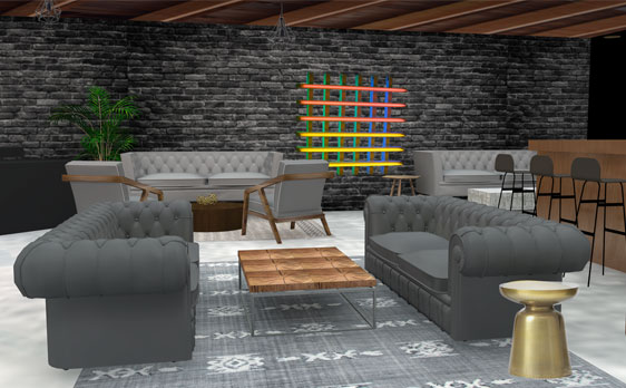 Picture of an event lounge rendering. 
