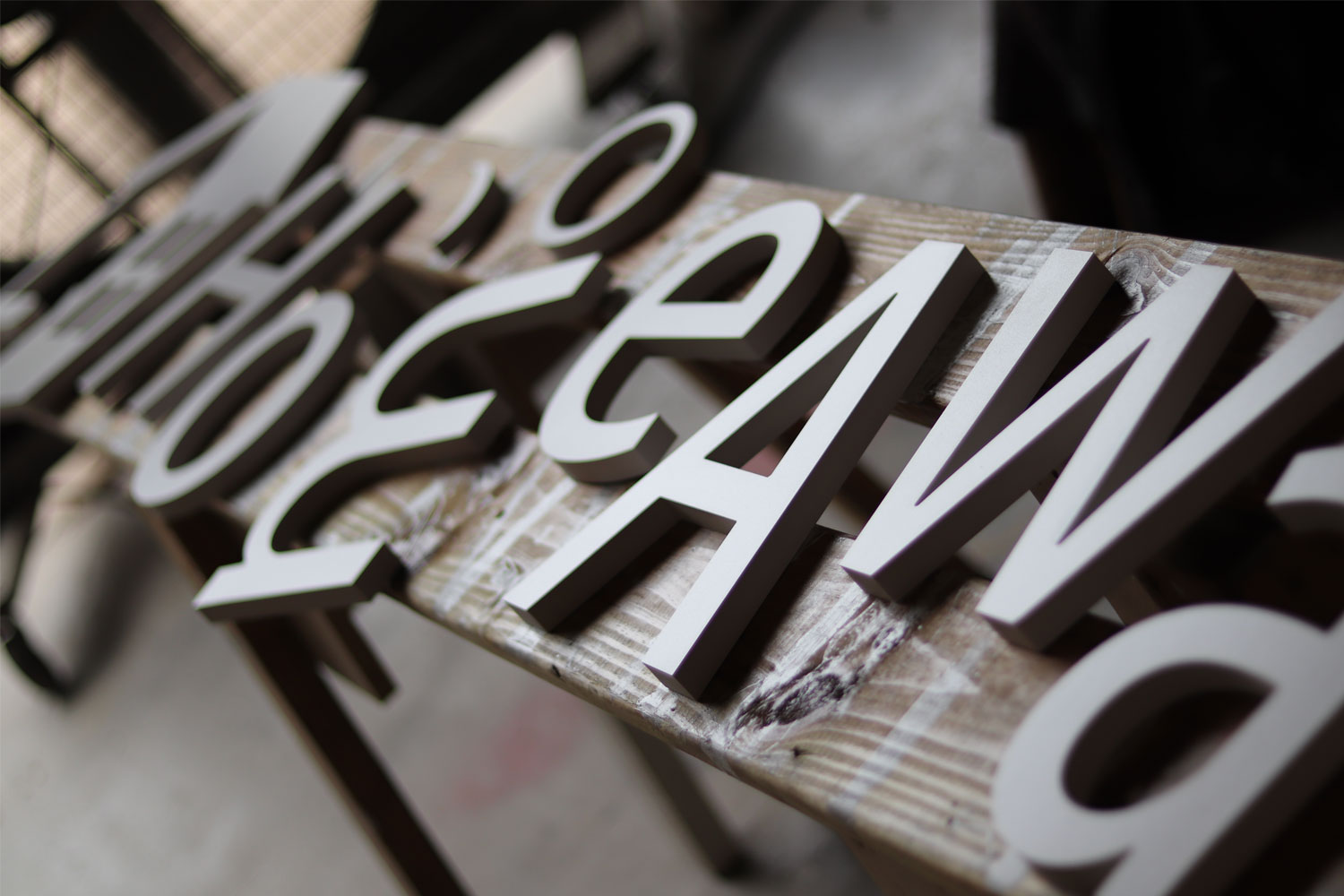 Picture of CNC cut wood letters.