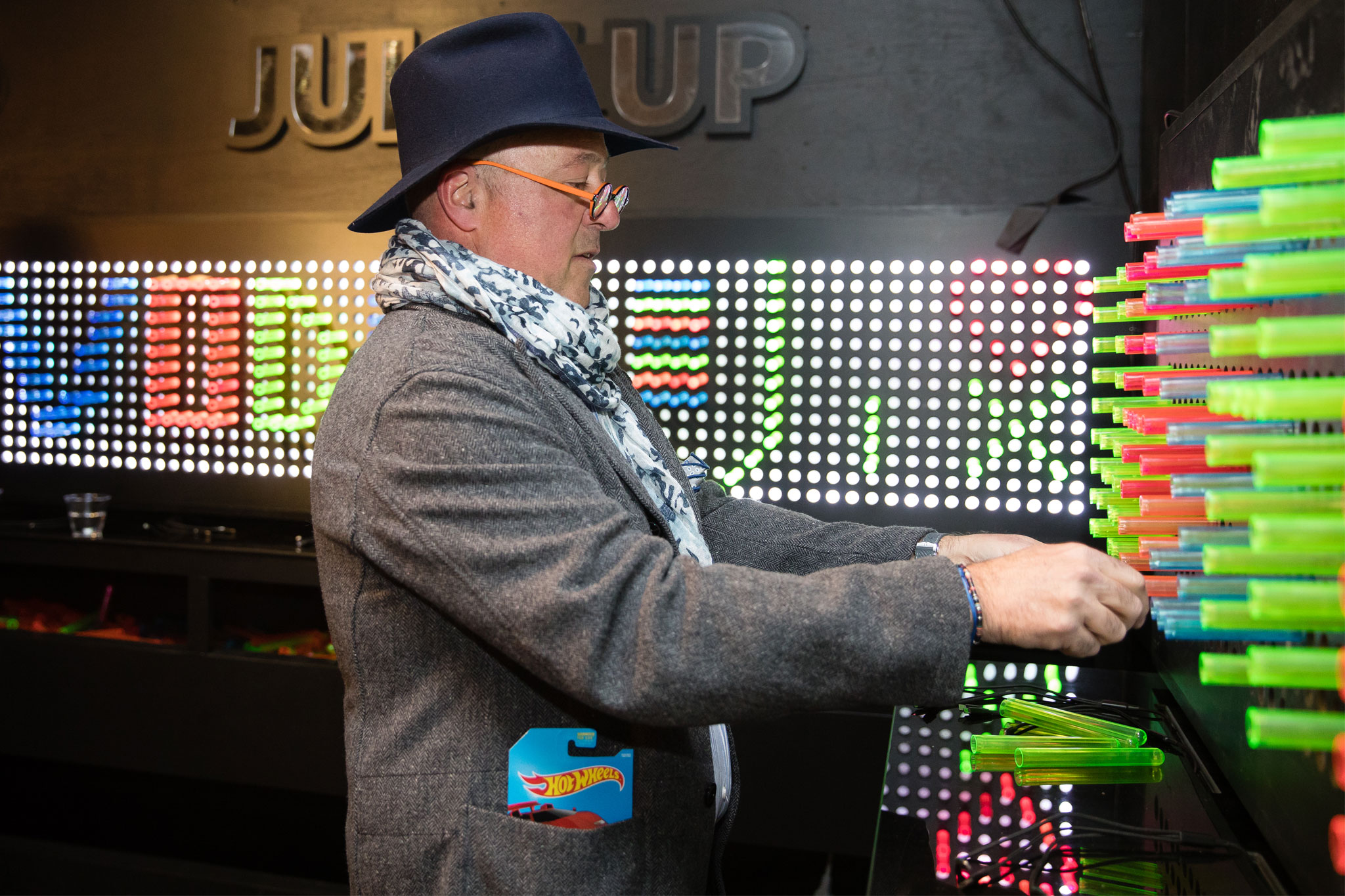 Picture of person enjoying the Lite Brite game rental.