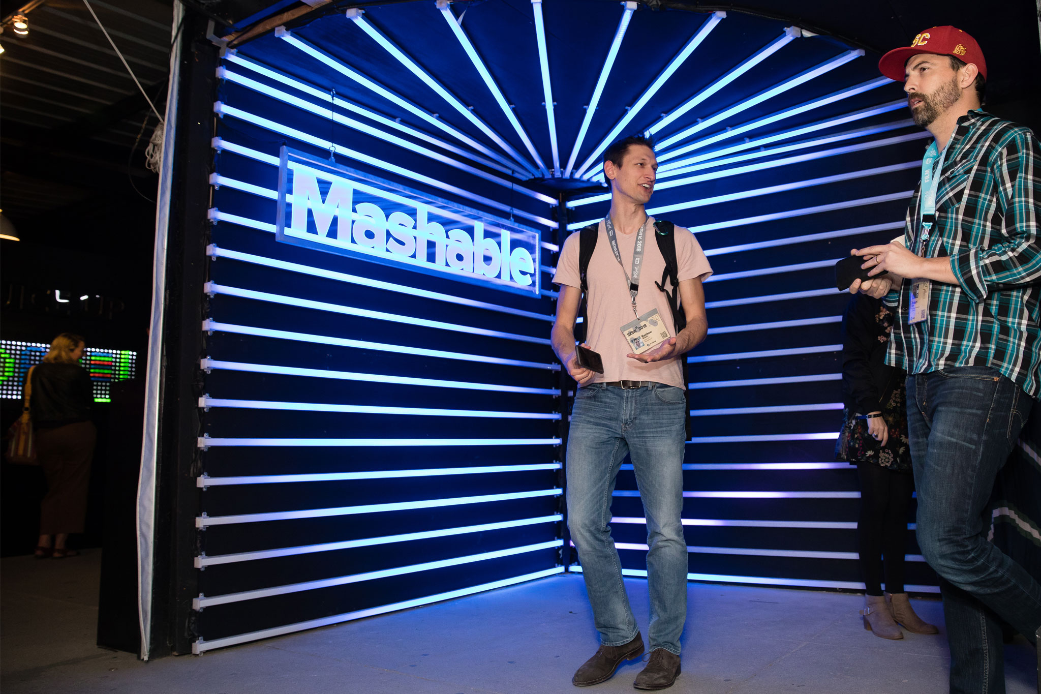 Picture of people standing in LED light activation at SXSW.