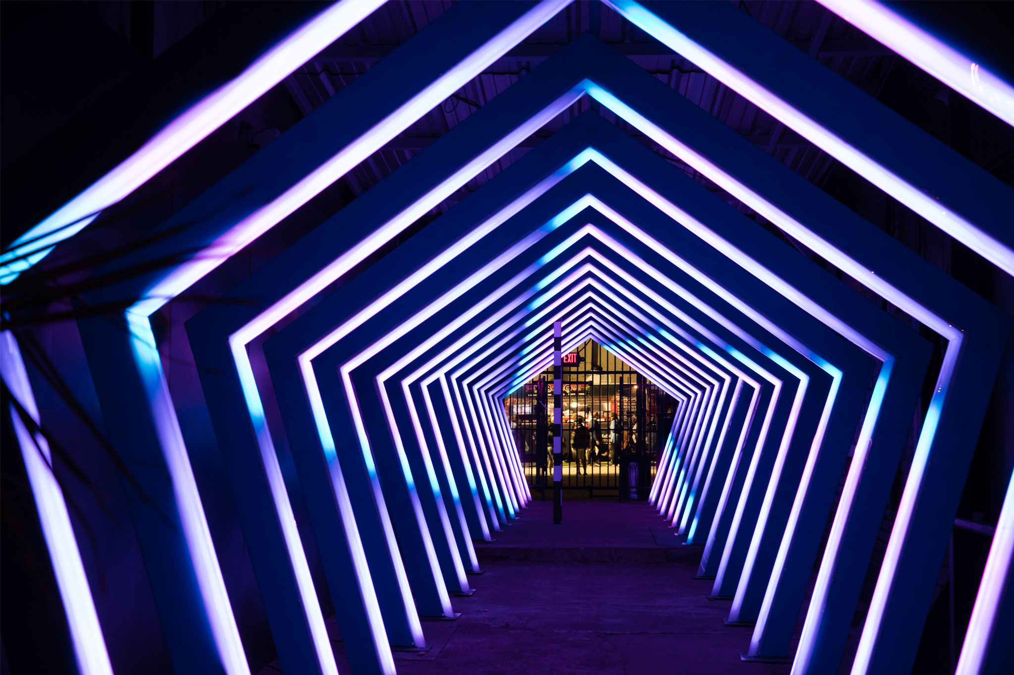Picture of LED pentagon tunnel for Mashable event.