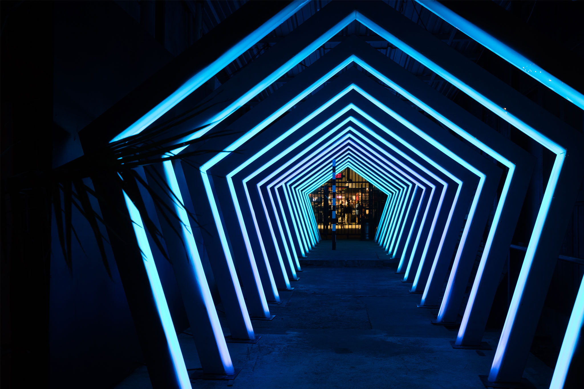 Picture of custom made LED tunnel at SXSW.