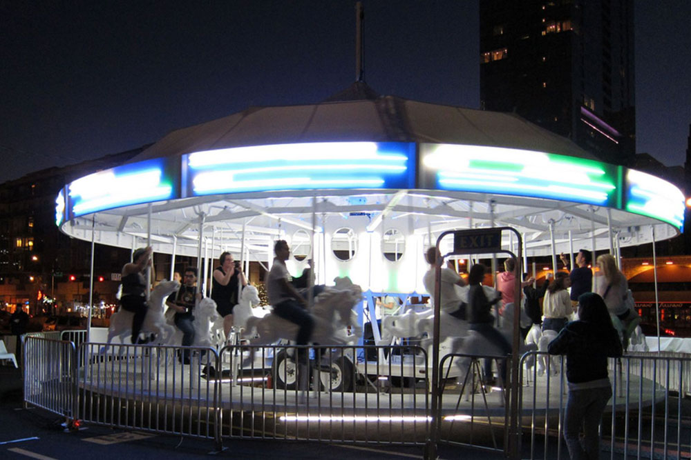 Picture of solar powered carousel for GE event in Austin, Texas. 
