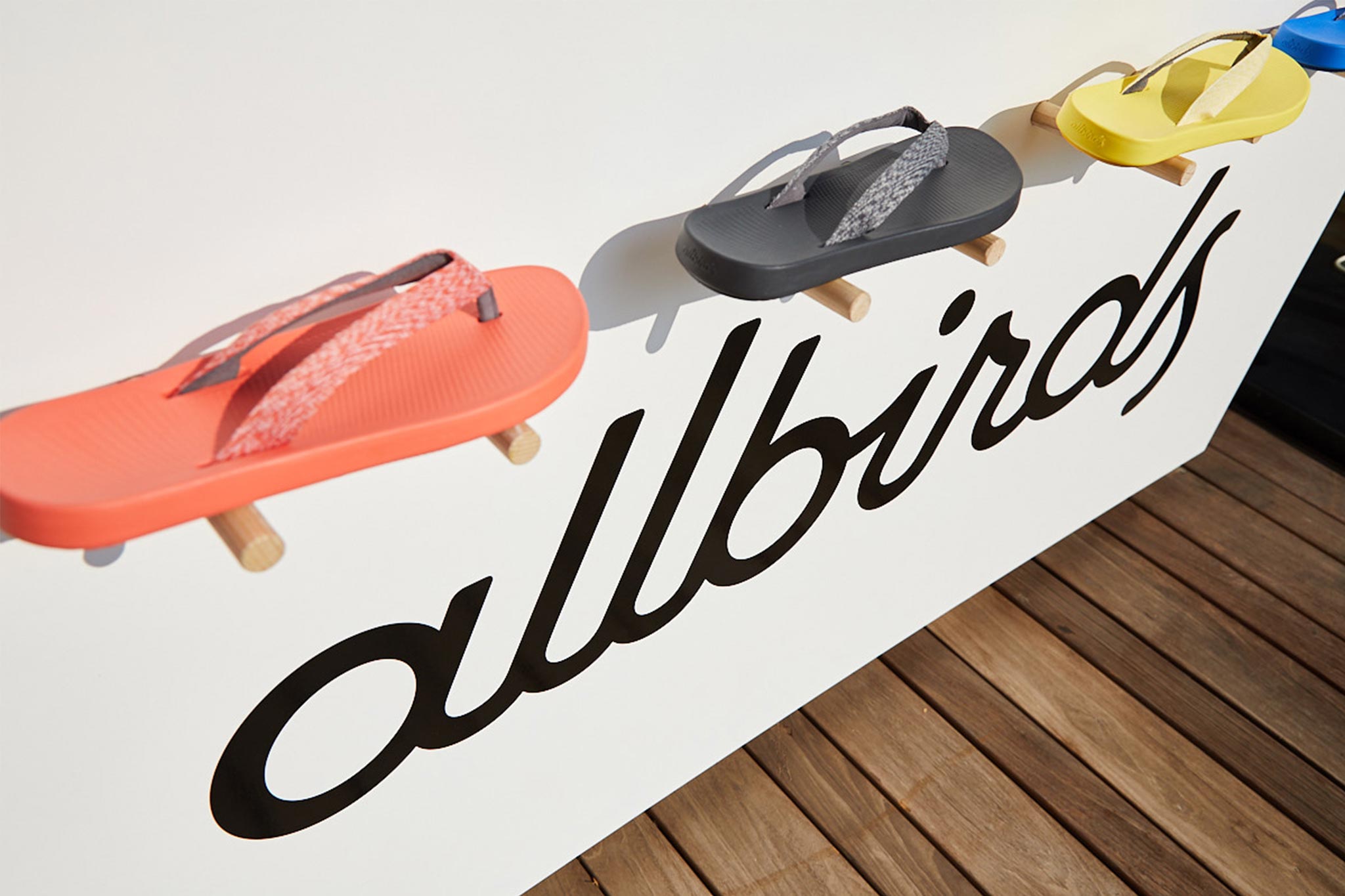 Picture of the custom made bar shelving for the Allbirds event.