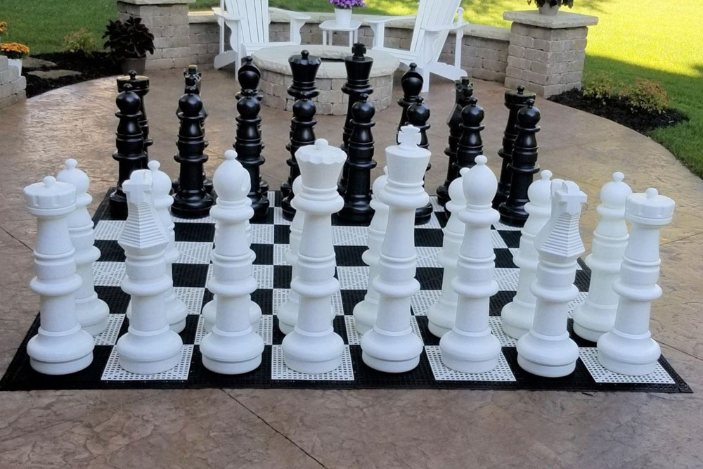 Picture of the giant chess set rental.